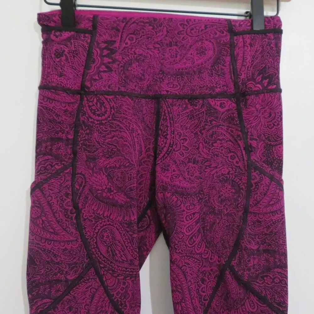 Lululemon Women Sz 4 Deep Fuschia Black Outrun 17
